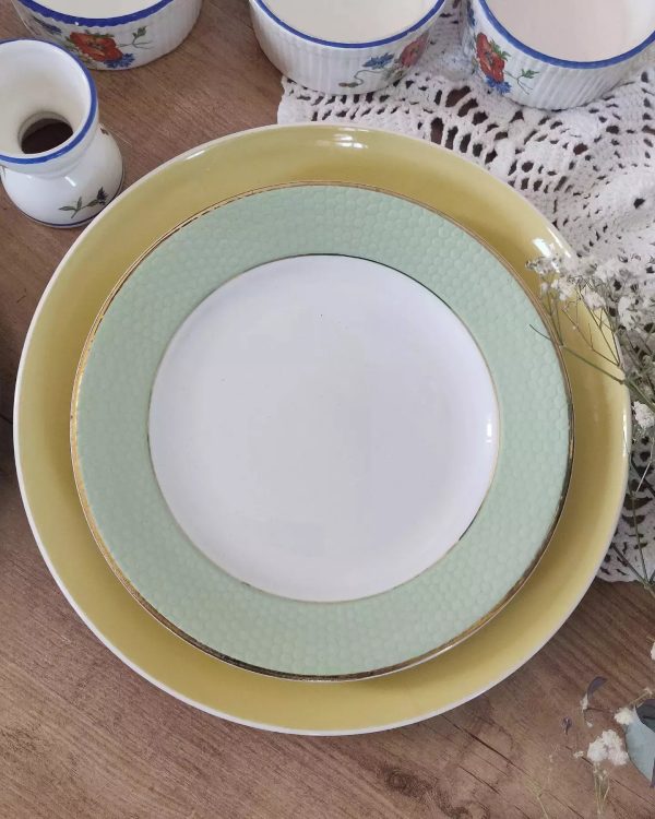 Lot de 6 assiettes à dessert vertes vintage L'Amandinoise – Image 4