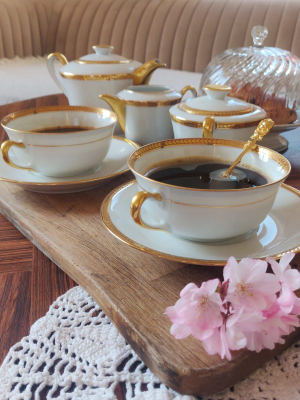 Réservé - Duo petit déjeuner Limoges, 7 pièces, grandes tasses