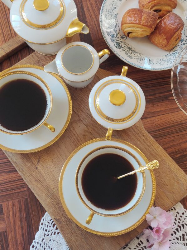 Réservé - Duo petit déjeuner Limoges, 7 pièces, grandes tasses – Image 2