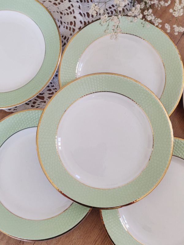 Lot de 6 assiettes à dessert vertes vintage L'Amandinoise – Image 2