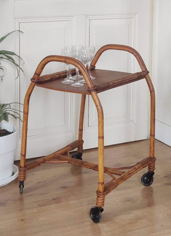 Ancienne petite desserte rotin