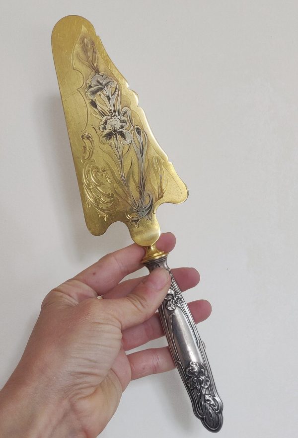Ancienne pelle à tarte vermeil et argent fourré – Image 2