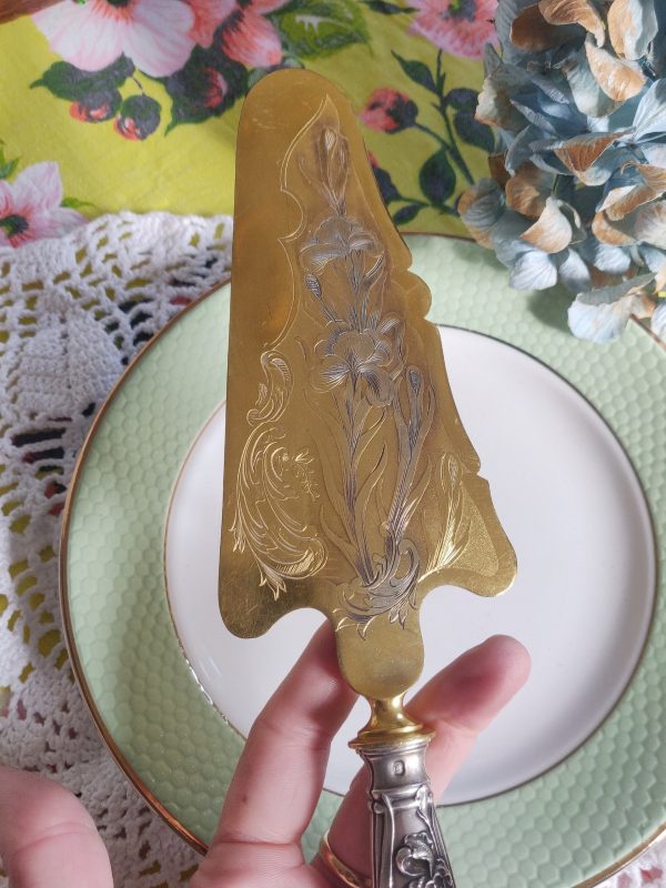 Ancienne pelle à tarte vermeil et argent fourré – Image 4