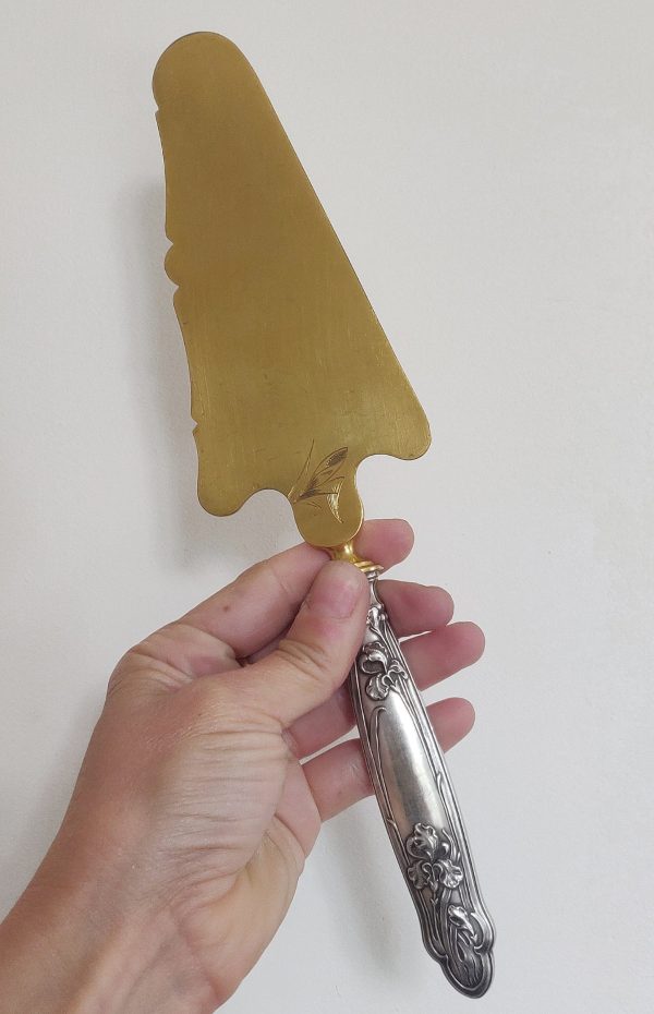 Ancienne pelle à tarte vermeil et argent fourré – Image 3