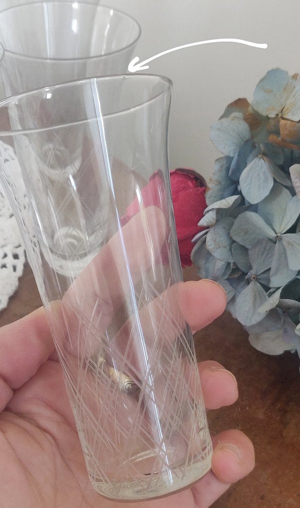 Set de 6 flûtes à champagne en verre gravé – Image 5