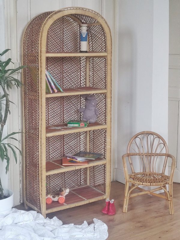 Étagère bibliothèque vintage en buri