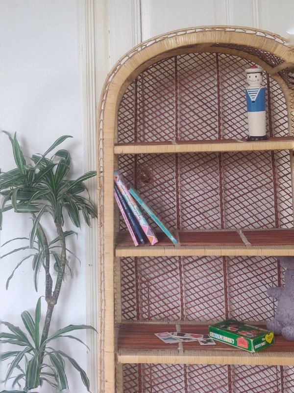 Étagère bibliothèque vintage en buri – Image 2