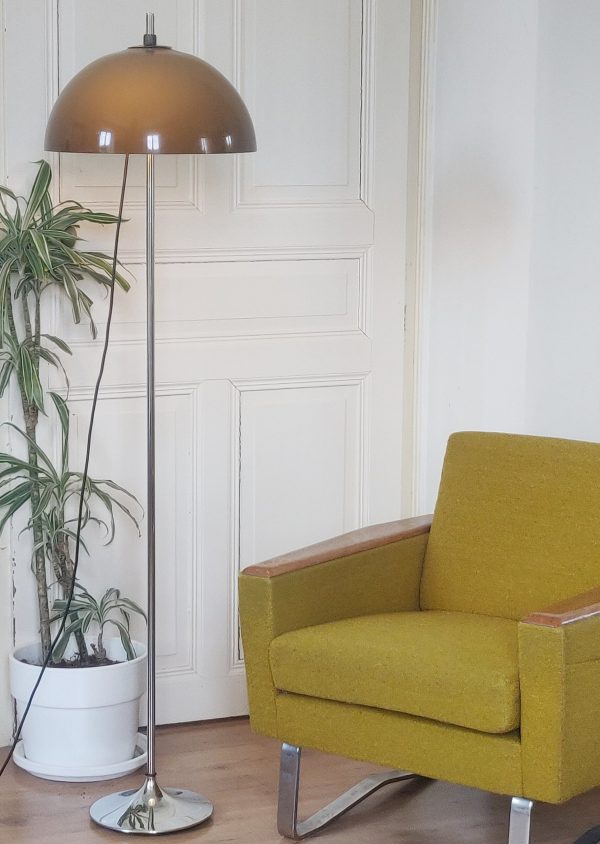 Lampadaire champignon vintage, chrome et plexi - années 70 – Image 6
