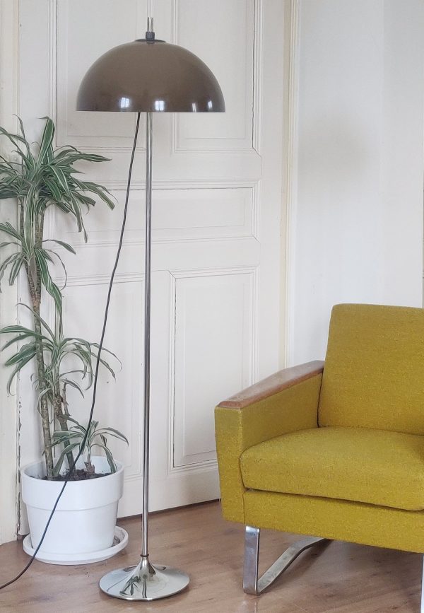 Lampadaire champignon vintage, chrome et plexi - années 70 – Image 5