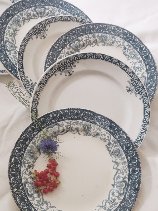 Série de 6 assiettes à dessert en terre de fer bleues – Image 7