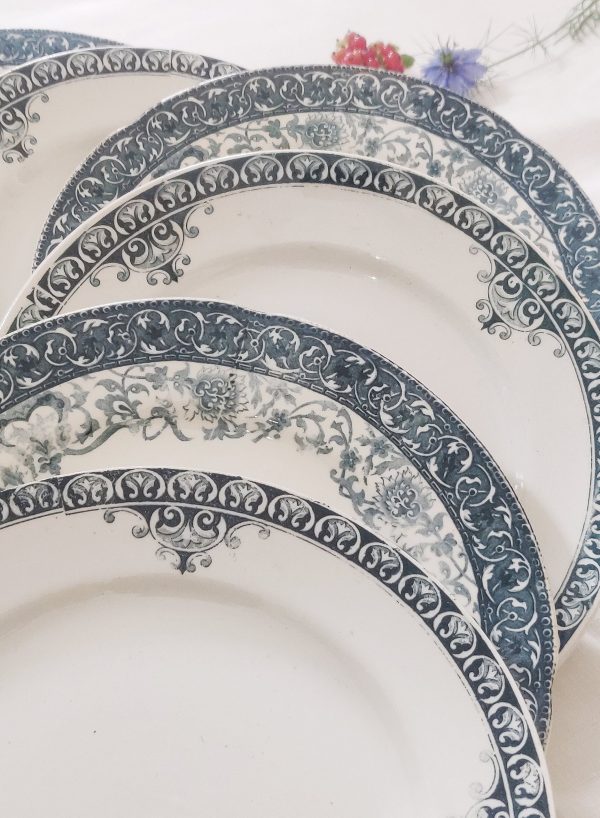 Série de 6 assiettes à dessert en terre de fer bleues – Image 2