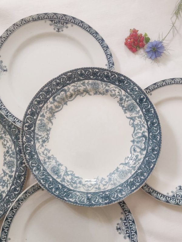 Série de 6 assiettes à dessert en terre de fer bleues – Image 5