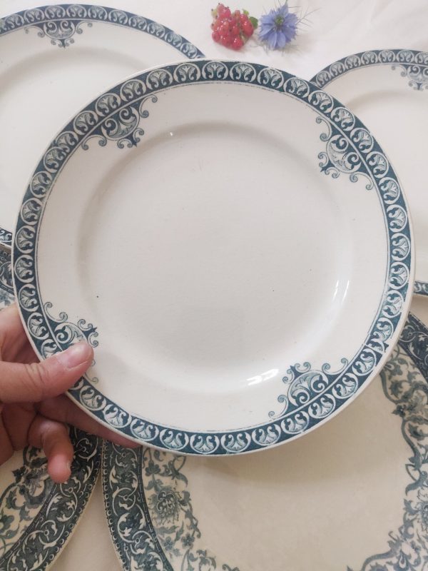 Série de 6 assiettes à dessert en terre de fer bleues – Image 3