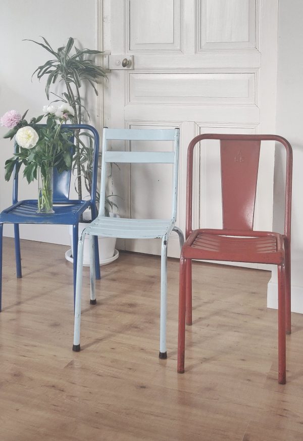 Réservées Delphine - Série de 6 chaises dépareillées - Tolix et Art Prog années 50 – Image 7