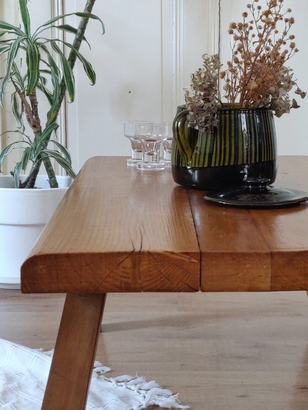 Réservée jusqu' au 5/09 - Table basse brutaliste bois couleur miel – Image 3