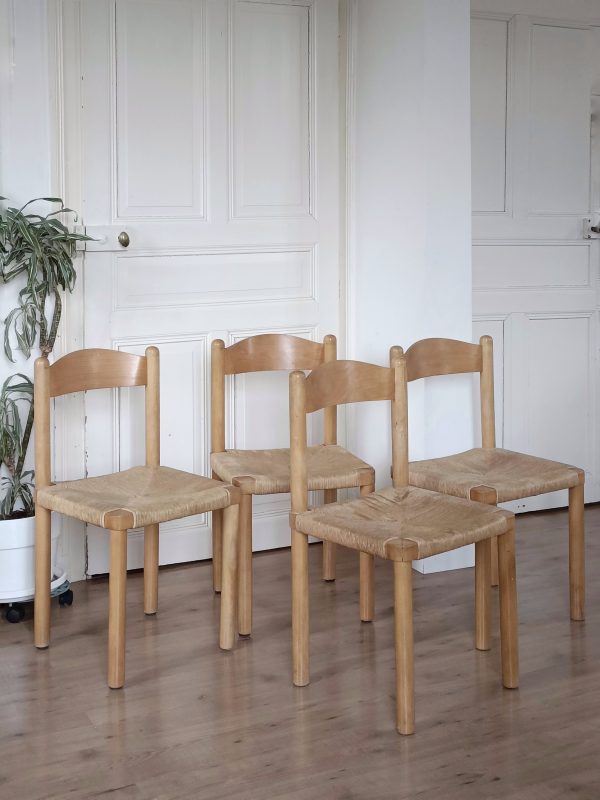 Ensemble de 4 chaises assise en corde scandinave