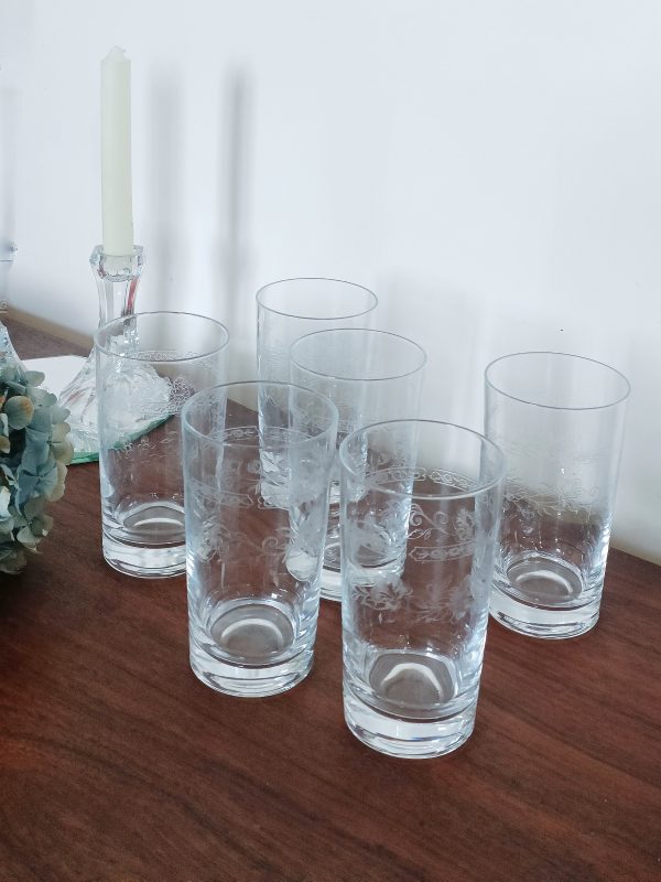 Set de 6 verres à orangeade en cristal gravé – Image 3