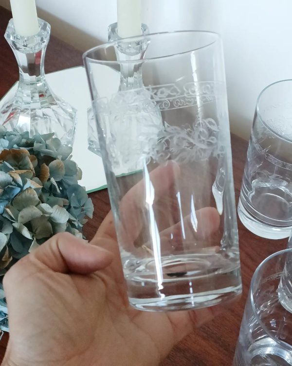 Set de 6 verres à orangeade en cristal gravé