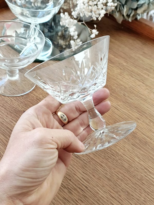 Service de 6 coupes à champagne dépareillées en cristal – Image 3