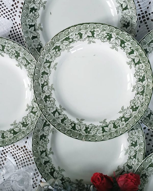 Set de 6 assiettes plates en Terre de fer vertes, modèle "Mûrier" – Image 2