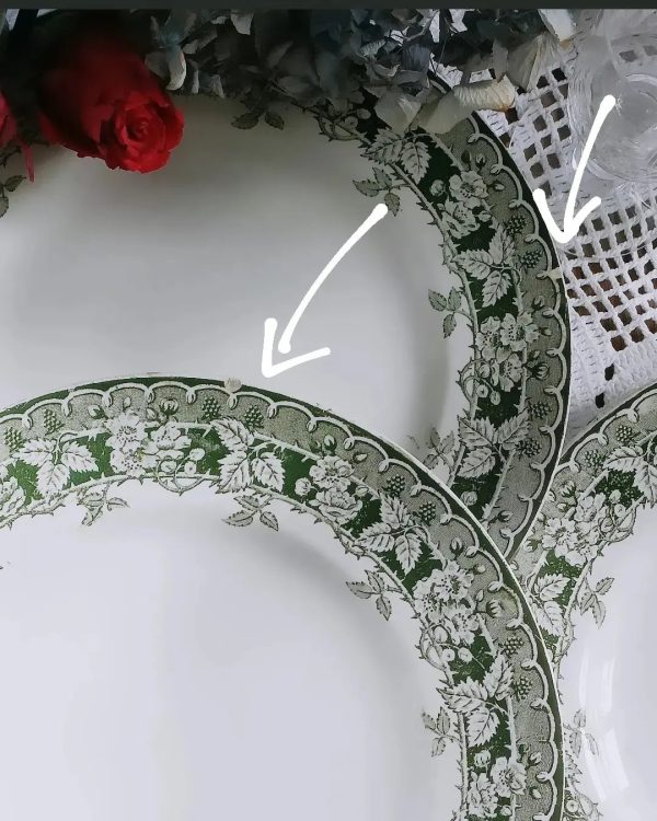 Set de 6 assiettes plates en Terre de fer vertes, modèle "Mûrier" – Image 3