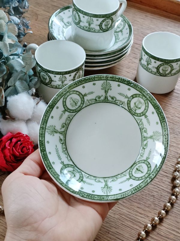 Set de 4 tasses et 6 soucoupes style Empire – Image 2