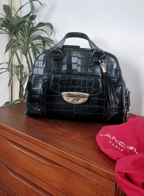 (Réservé Eliette) Finalisation règlement - Sac Lancel Adjani cuir croco noir vernis, taille XL