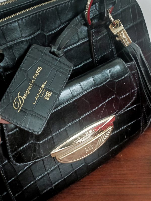 (Réservé Eliette) Finalisation règlement - Sac Lancel Adjani cuir croco noir vernis, taille XL – Image 2