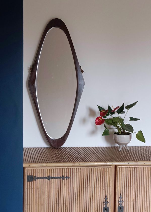 Miroir italien années 50-60 teck massif