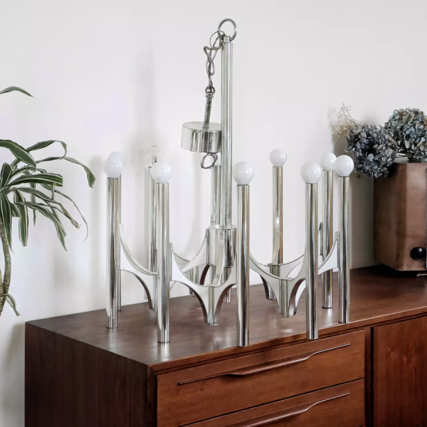 Lustre chandelier chrome design Sciolari
