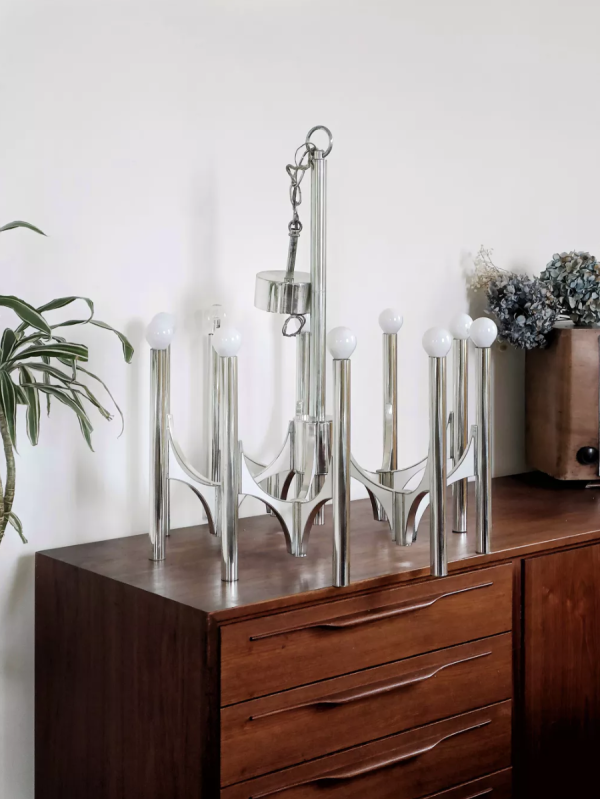 Lustre chandelier chrome design Sciolari