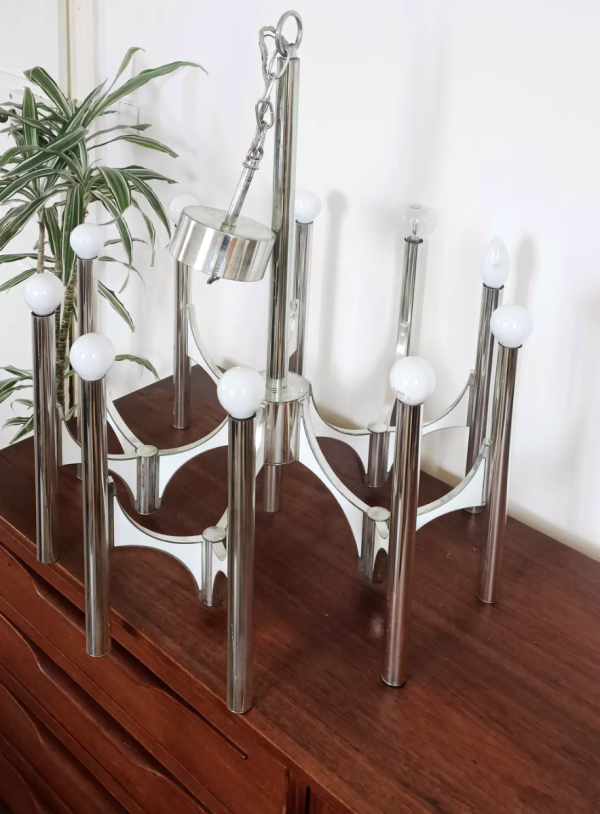 Lustre chandelier chrome design Sciolari – Image 2