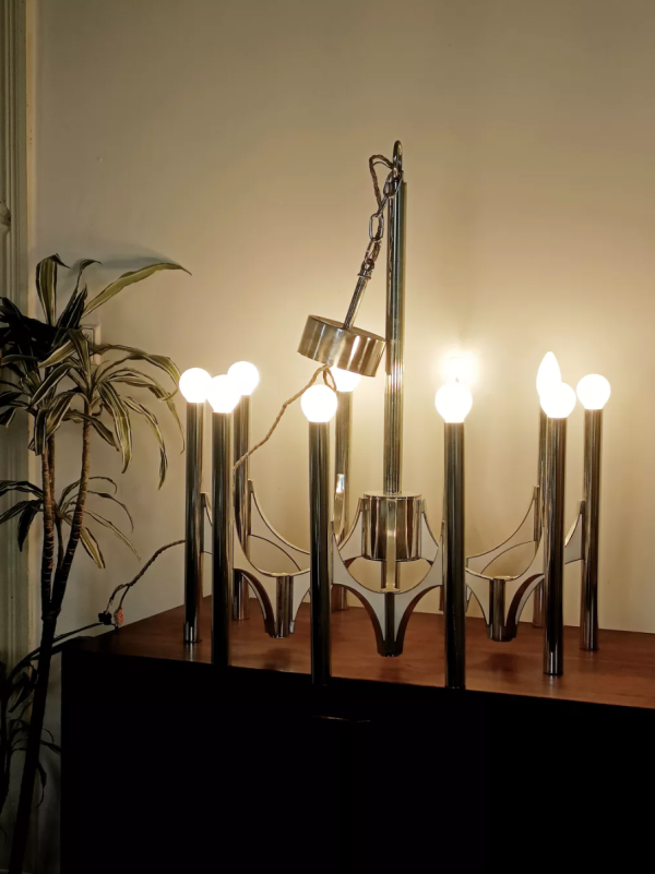 Lustre chandelier chrome design Sciolari – Image 4