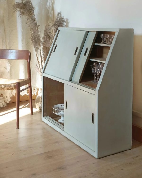Meuble d'atelier en bois, vert pâle – Image 2