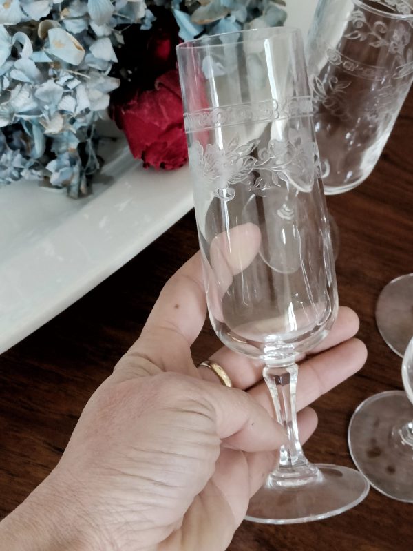 Set de 6 flûtes à champagne en cristal gravé "Matignon" – Image 2