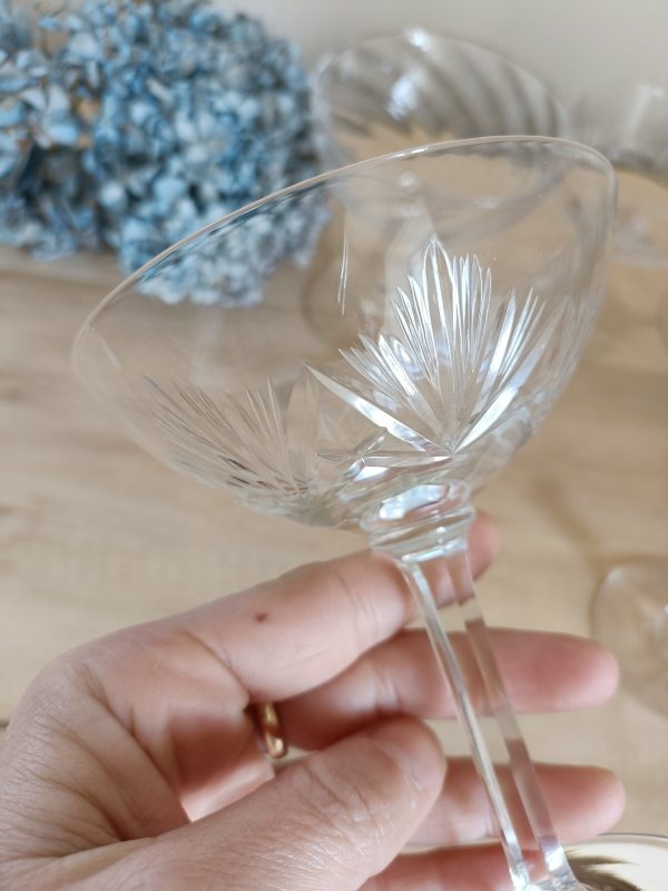 Service de 6 coupes à champagne dépareillées en cristal – Image 5