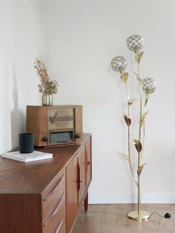 Lampadaire fleurs nacres années 70