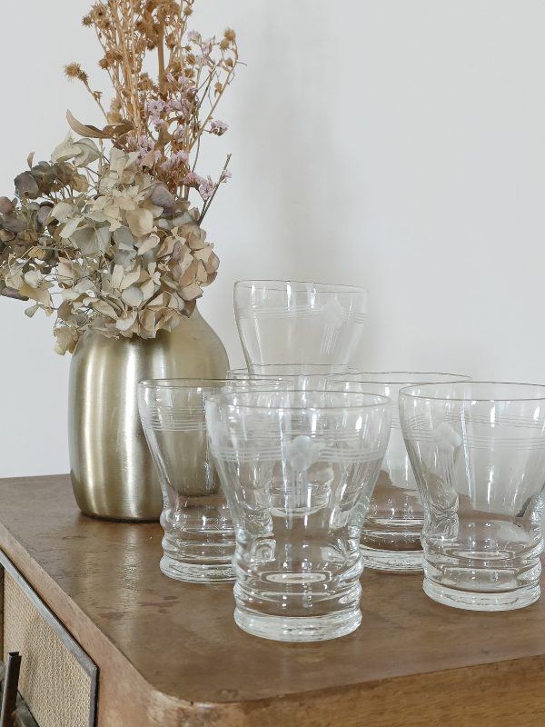 Set de 6 verres anciens gravés