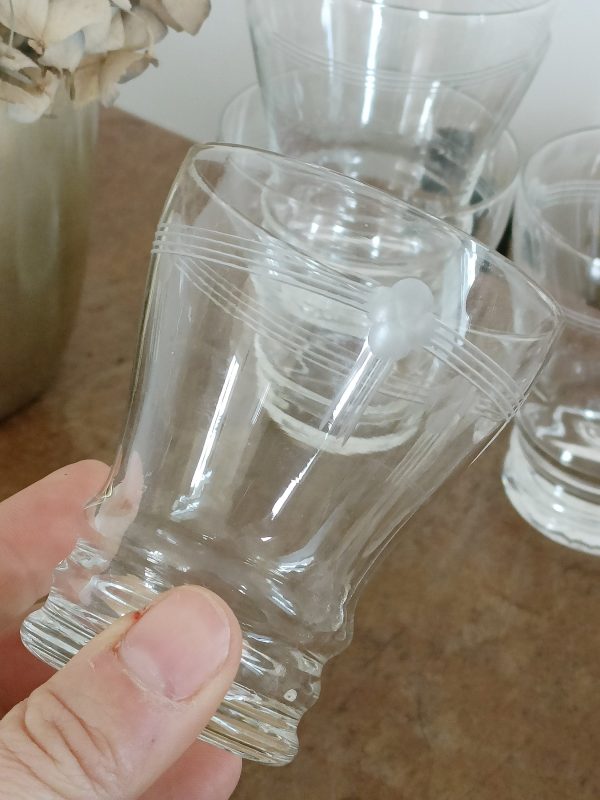Set de 6 verres anciens gravés – Image 4