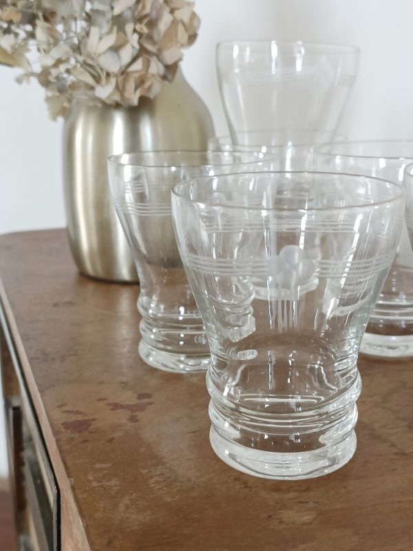 Set de 6 verres anciens gravés – Image 3