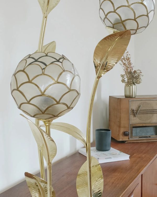 Lampadaire fleurs nacres années 70 – Image 3