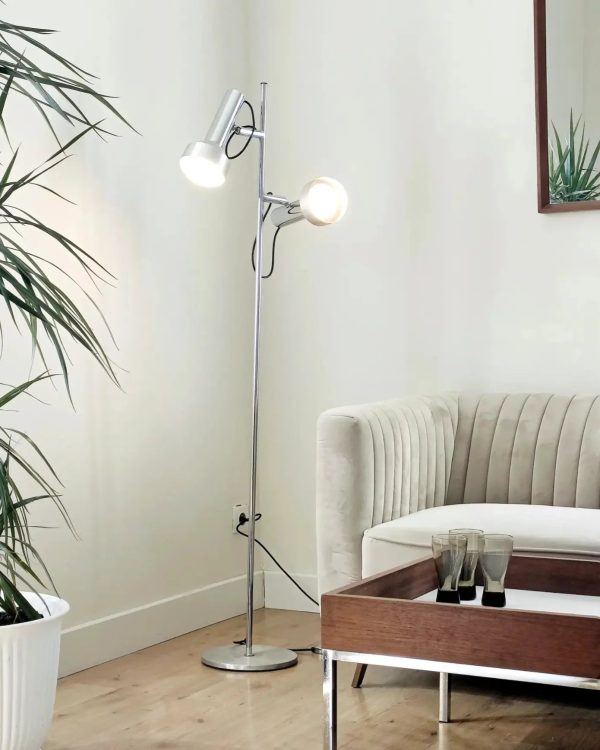 Lampadaire chrome et aluminium brossé – Image 2
