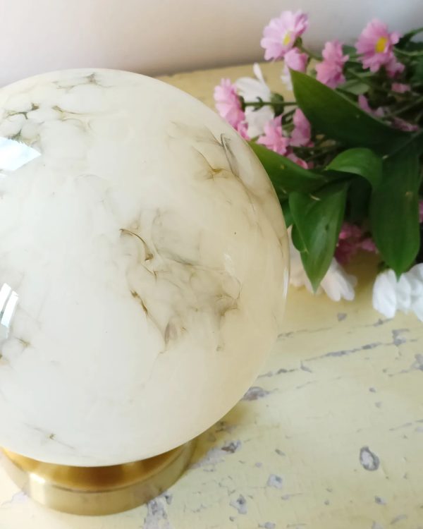 Lampe à poser globe marbré jaune pâle – Image 4