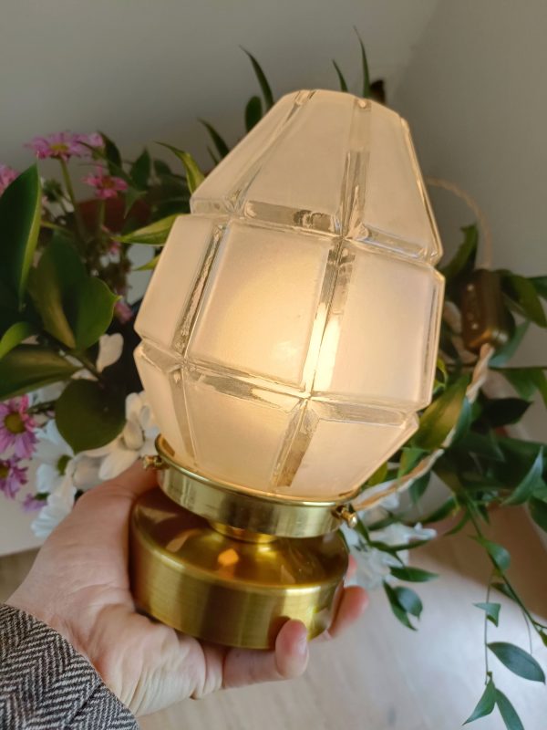 Lampe à poser globe verre givré blanc – Image 3