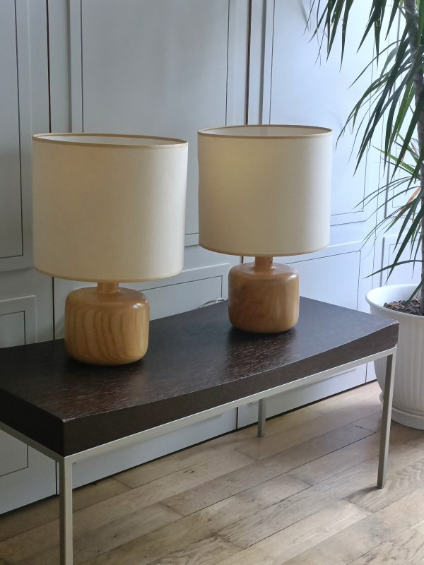 (Réservées) Paire de lampes pin massif – Image 4