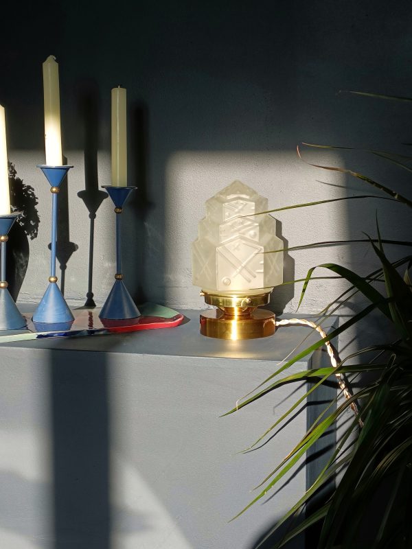 Lampe à poser globe verre givré blanc – Image 2