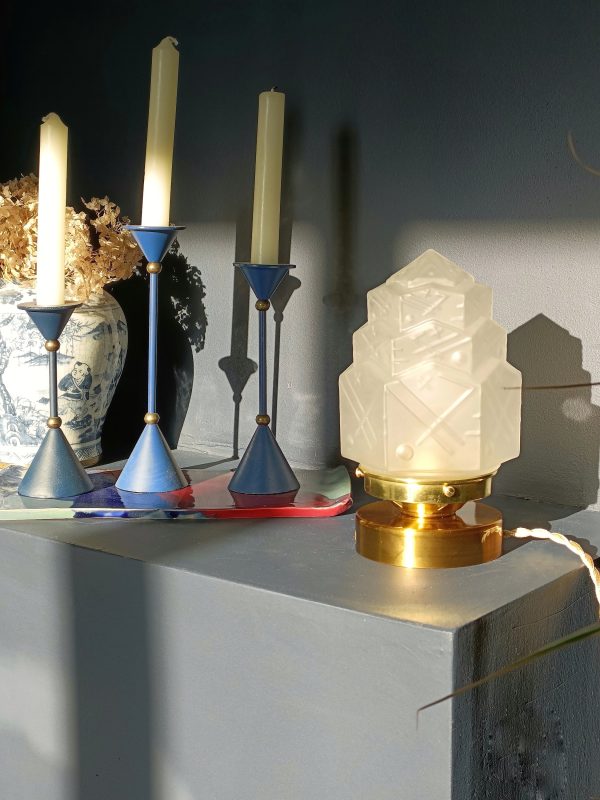 Lampe à poser globe verre givré blanc