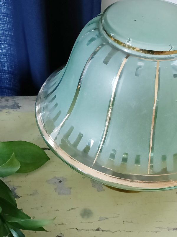 Lampe à poser globe XL en verre vert et or – Image 4
