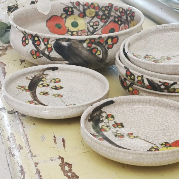 Ensemble 7 pièces en céramique japonaise craquelée
