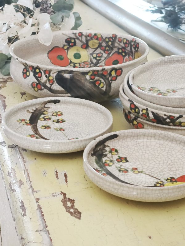 Ensemble 7 pièces en céramique japonaise craquelée